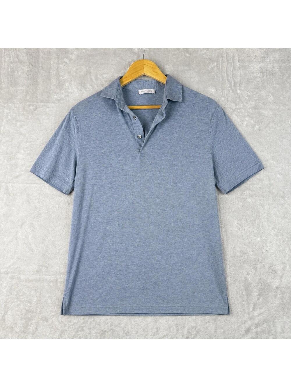 Gran Sasso Polo Shirt Men Size L Light Blue Made in Italy Quite Luxury Preppy